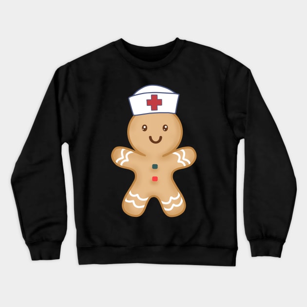 Nurse Christmas Smiling Gingerbread Cookie Present Crewneck Sweatshirt by rock-052@hotmail.com